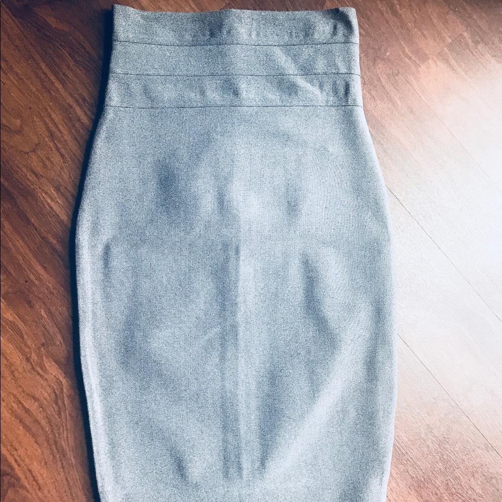 Gray bodycon bandage midi skirt